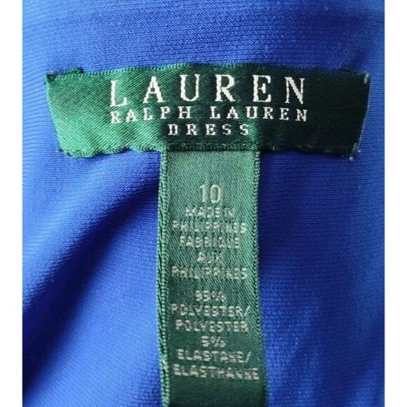 Lauren Ralph Lauren Womens Size 10 Ruched  Stretch Dress Faux Wrap Royal Blue - Picture 5 of 6